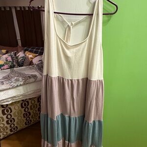 Emerald Backless Dress in Cream, Tan, and Blue